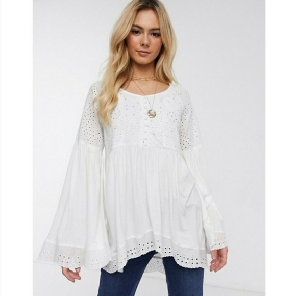 FREE People Sea Of Love eyelet tunic top sz. XS - Picture 1 of 13